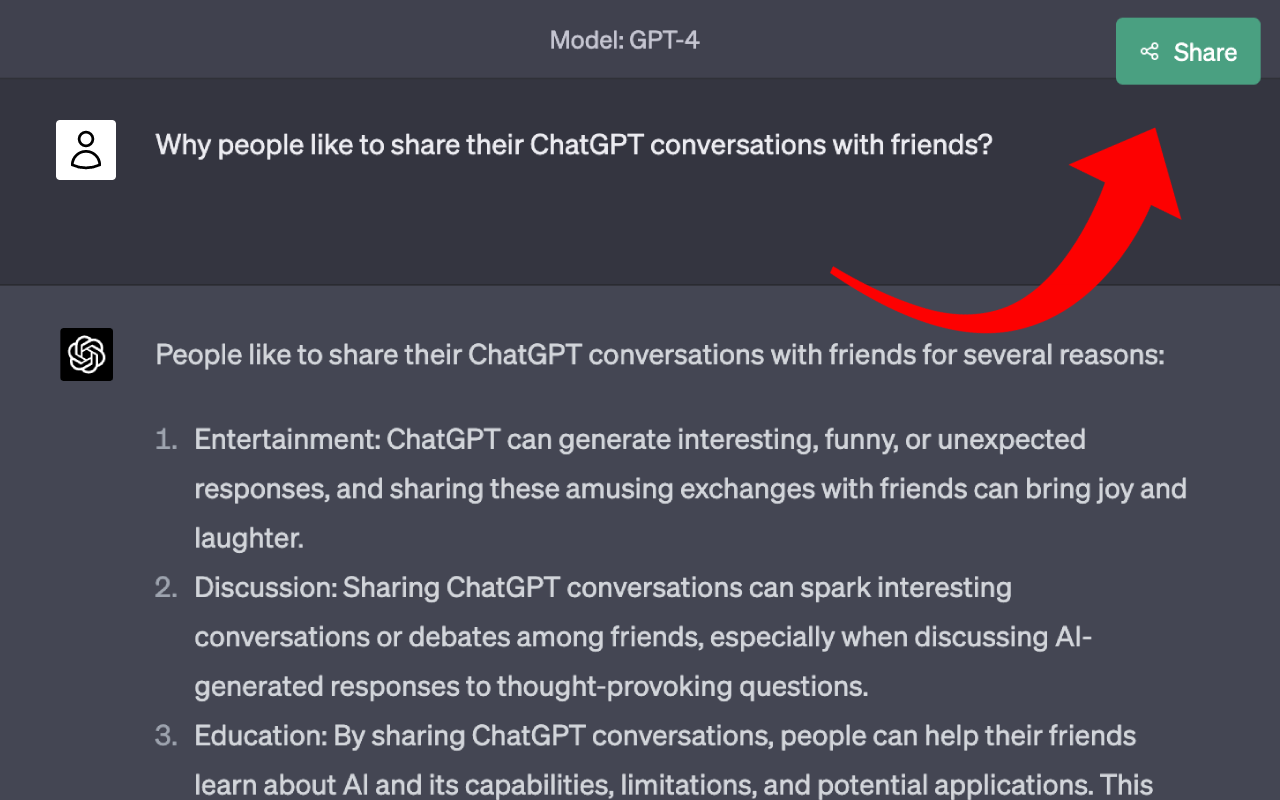 ShareChatGPT app screenshot